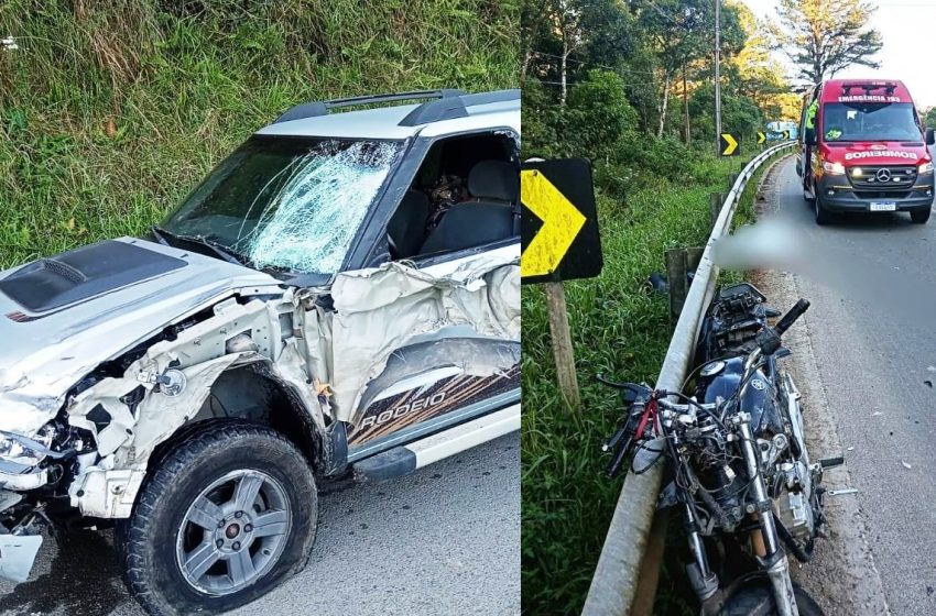  Motociclista morreu em acidente na BR-280, em Serra Alta