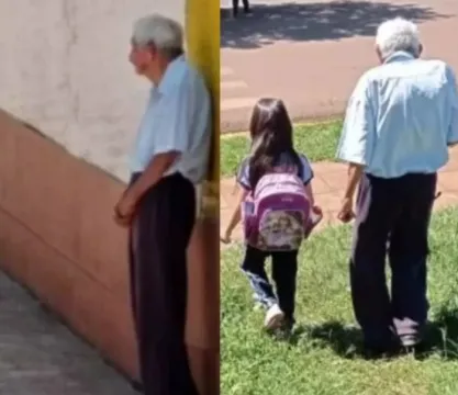  Idoso de 91 anos leva e busca bisneta na escola e “ganha” a INTERNET