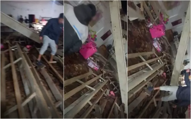  Vídeo mostra o desespero no momento em que  telhado desabou em festa de aniversário