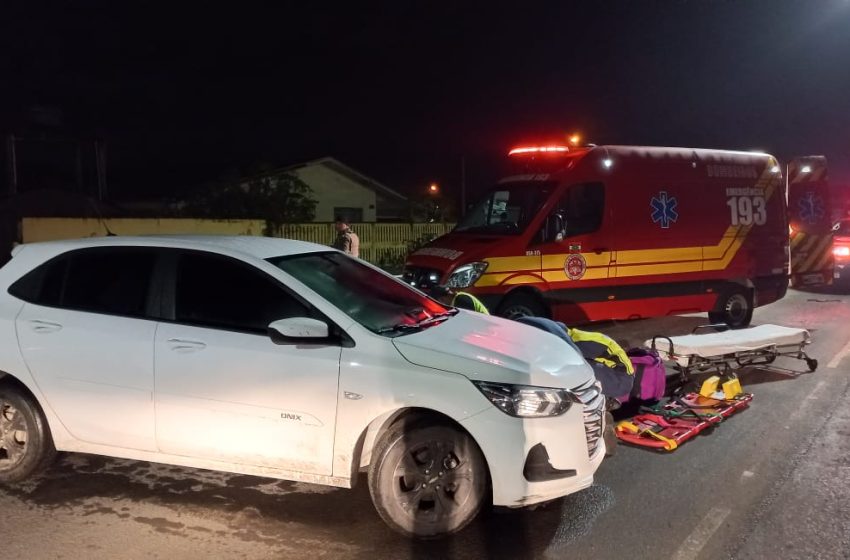  Acidente entre carro e moto deixa um ferido