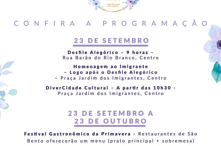  Programação para comemorar os 149 anos de São Bento do Sul