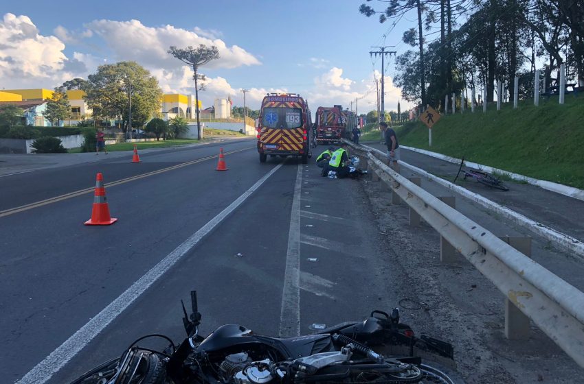  Batida entre caminhão e moto causa a morte de um homem