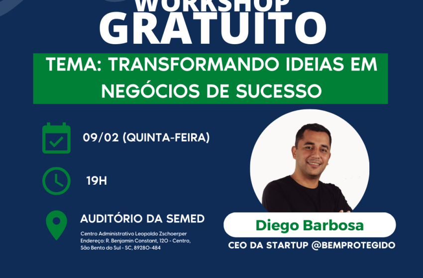  OPORTUNIDADE:  Workshop gratuito