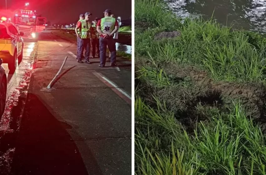  Carro cai em rio na madrugada desta sexta-feira