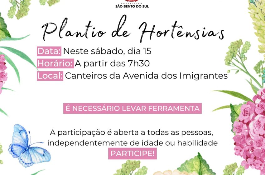  IMIGRANTES: população é convidada a participar do plantio de hortências