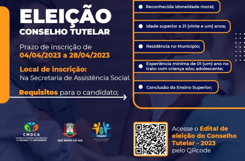 Inscrições abertas para membros do Conselho Tutelar