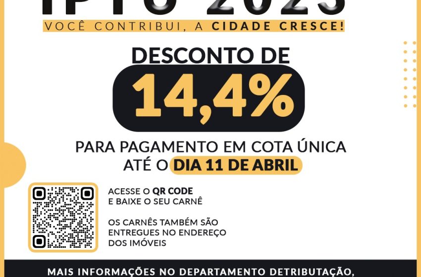  Prazo para pagamento do IPTU com desconto termina nesta terça-feira