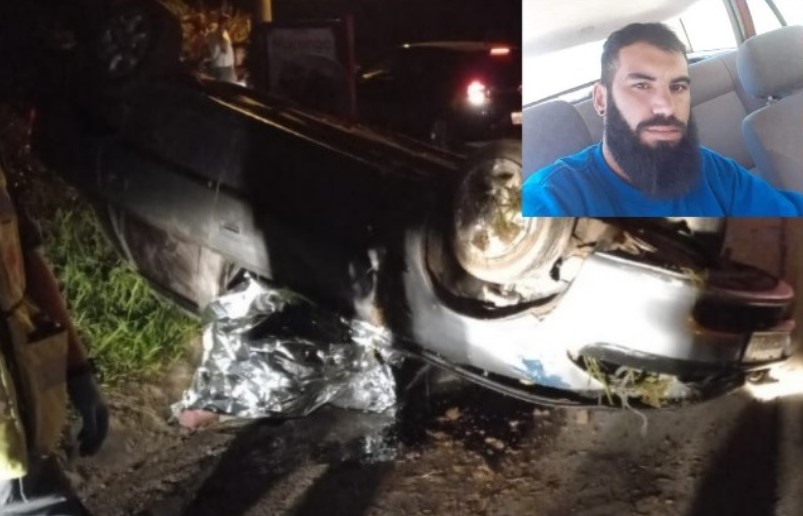  MORTE EM CAMPO ALEGRE: Rapaz de 26 anos perdeu a vida em capotamento na SC-418