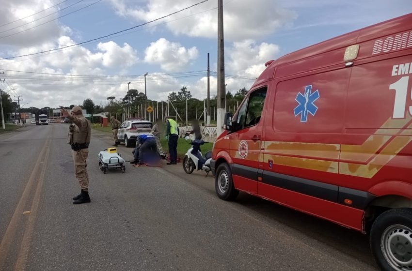  Motoqueiro fica ferido em acidente