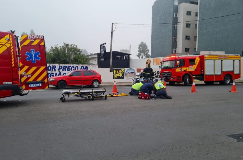  Acidente entre moto e carro resta em uma vítima
