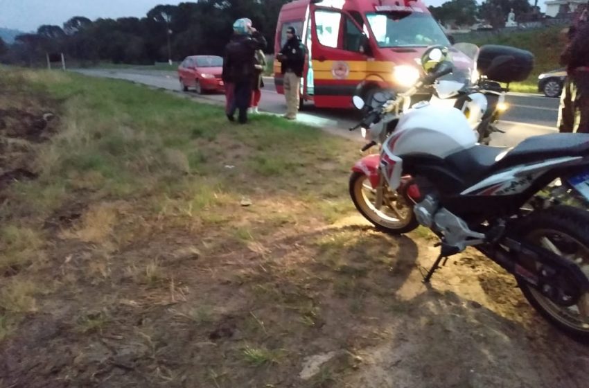  Motociclista colide em cão e fica ferido