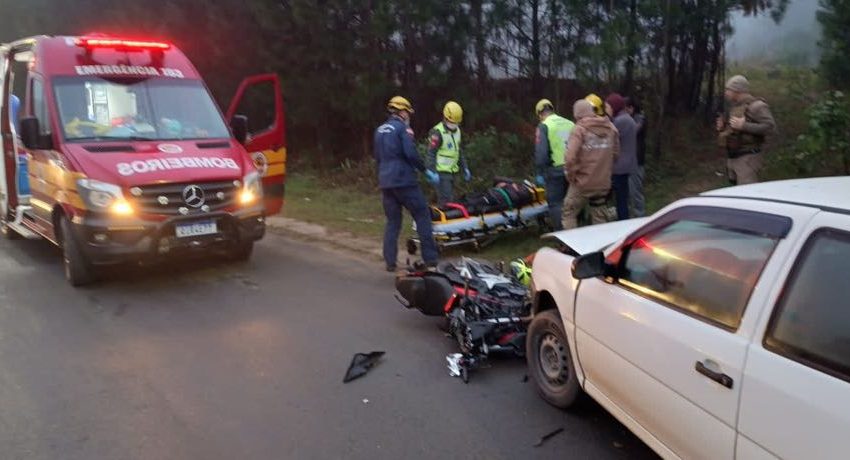  Motociclista fica ferido em acidente