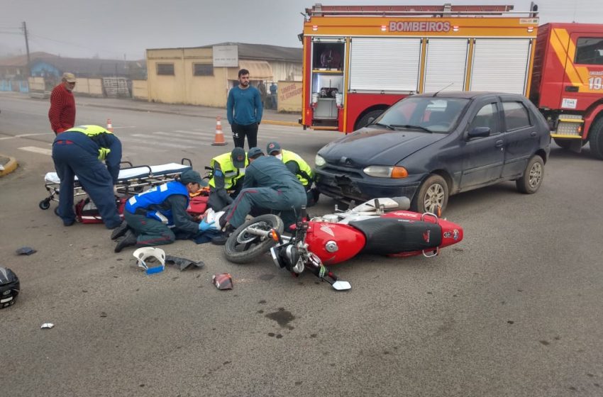  Condutor de moto é encaminhado ao hospital com suspeita de fratura