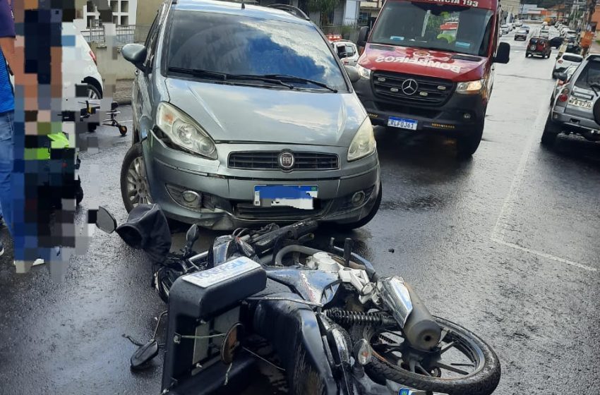  Colisão envolvendo moto e carro resta em um ferido