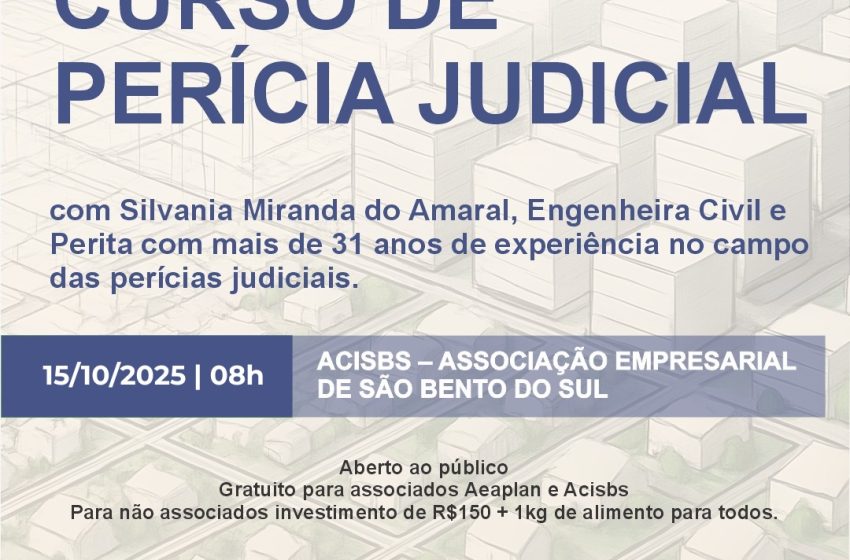  Curso de Perícia Judicial acontece no dia 15 de outubro