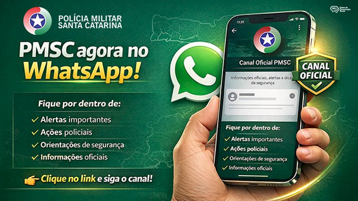  PMSC lança canal oficial no WhatsApp para divulgar notícias e serviços