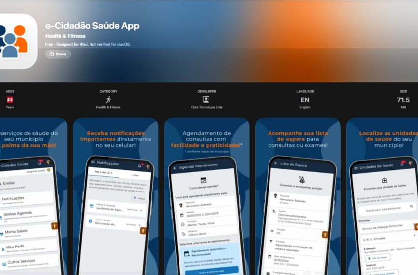  População poderá agendar consultas por meio do aplicativo e-Cidadão Saúde