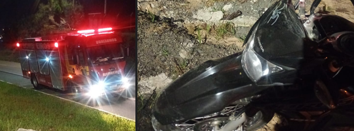  Colisão entre carro e moto deixa jovem ferido na BR-280