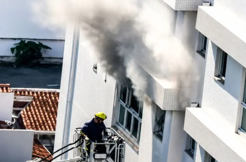  Família é resgatada de apartamento em chamas no Centro de Balneário Camboriú