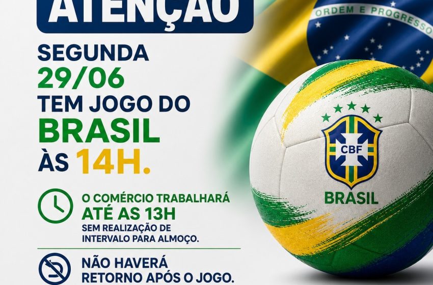  Jogo do Brasil nesta segunda altera horário do comércio